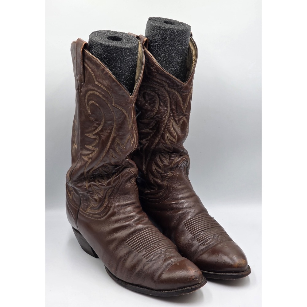 Tony Lama H4459 Vintage Cowboy Boots Men's 10.5 D Brown Leather Western